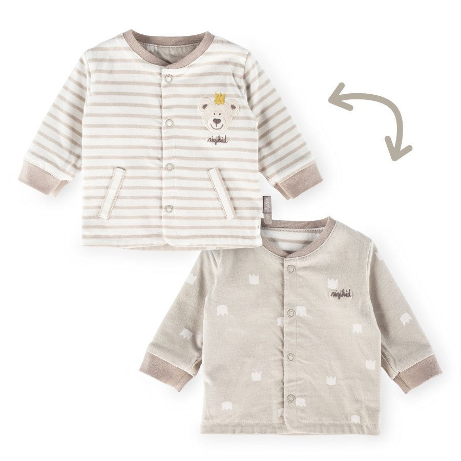 Sigikid Baby Wendejacke Kronchen Bar, Beige