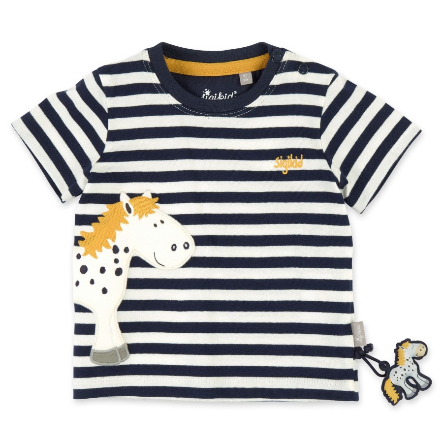 Sigikid Baby T-Shirt Pony, Blau-Weis Geringelt