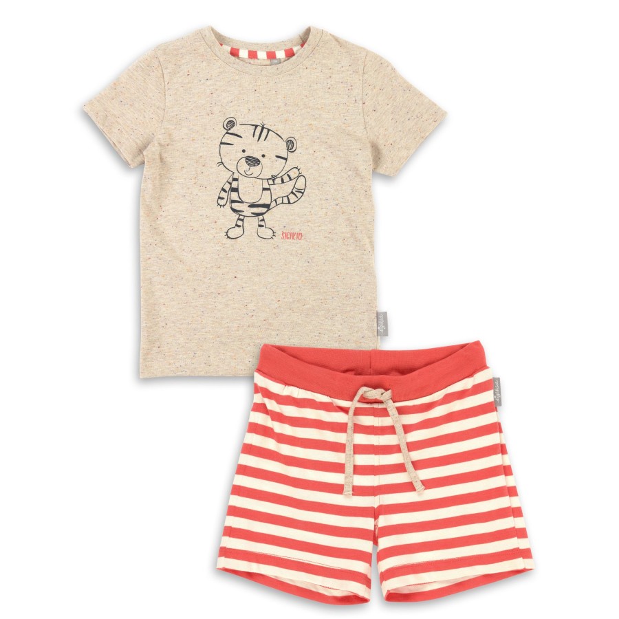 Sigikid Kurzer Kinder Sommer Schlafanzug Tiger, Hell Meliert-Pin