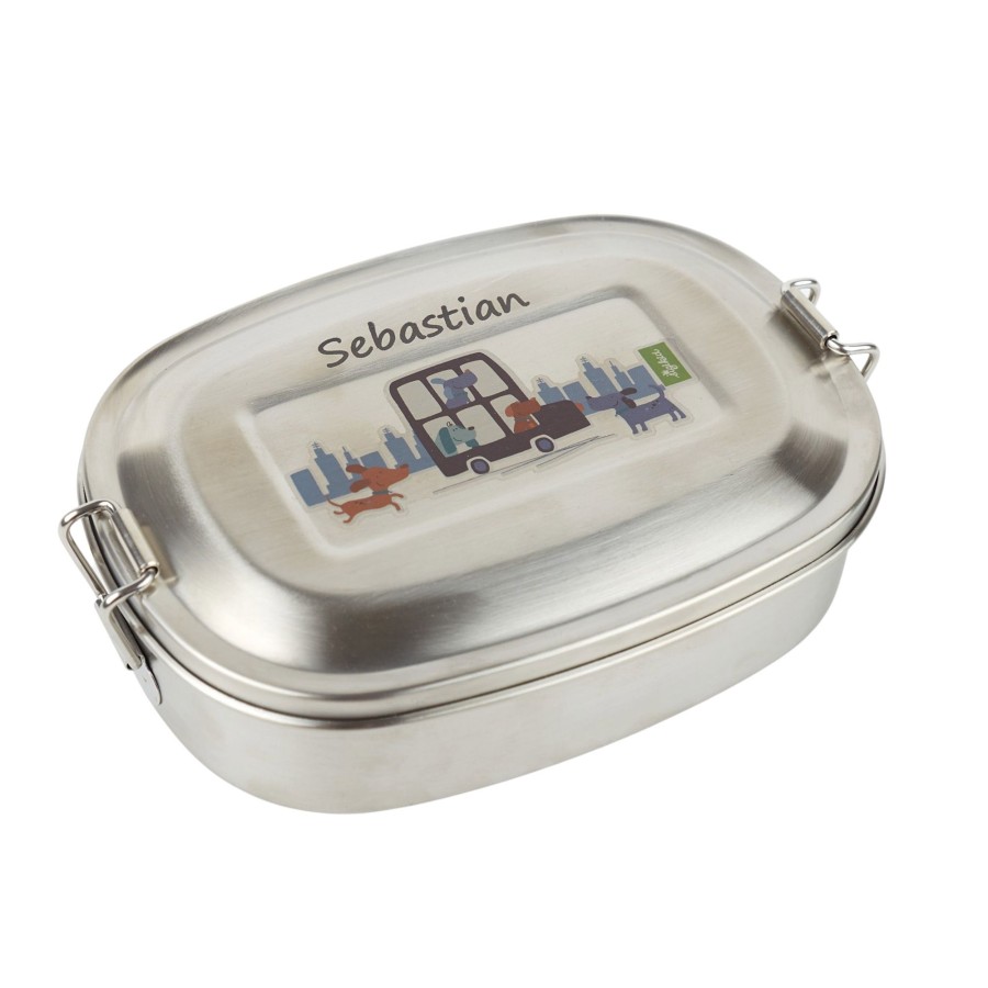 Sigikid Personalisierte Brotzeitdose Hund, Edelstahl, Green Coll
