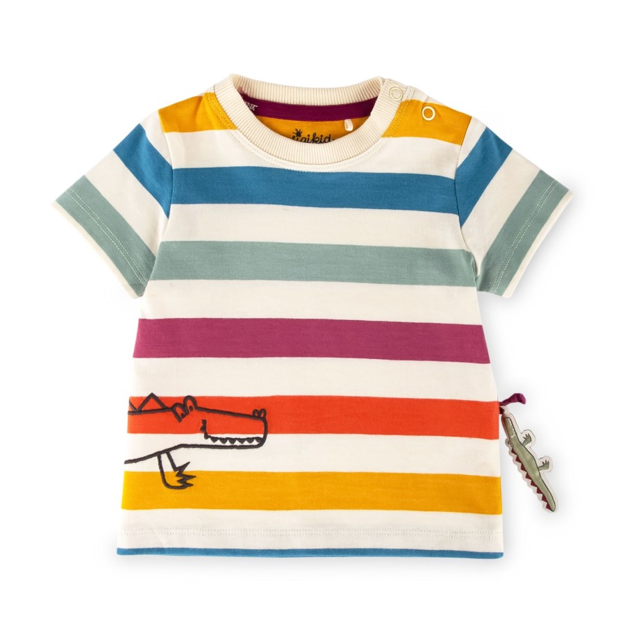Sigikid Baby T-Shirt Bunt Gestreift, Krokodil