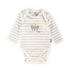 Sigikid Langarm Babybody Kronchen Bar Geringelt, Beige-Weis