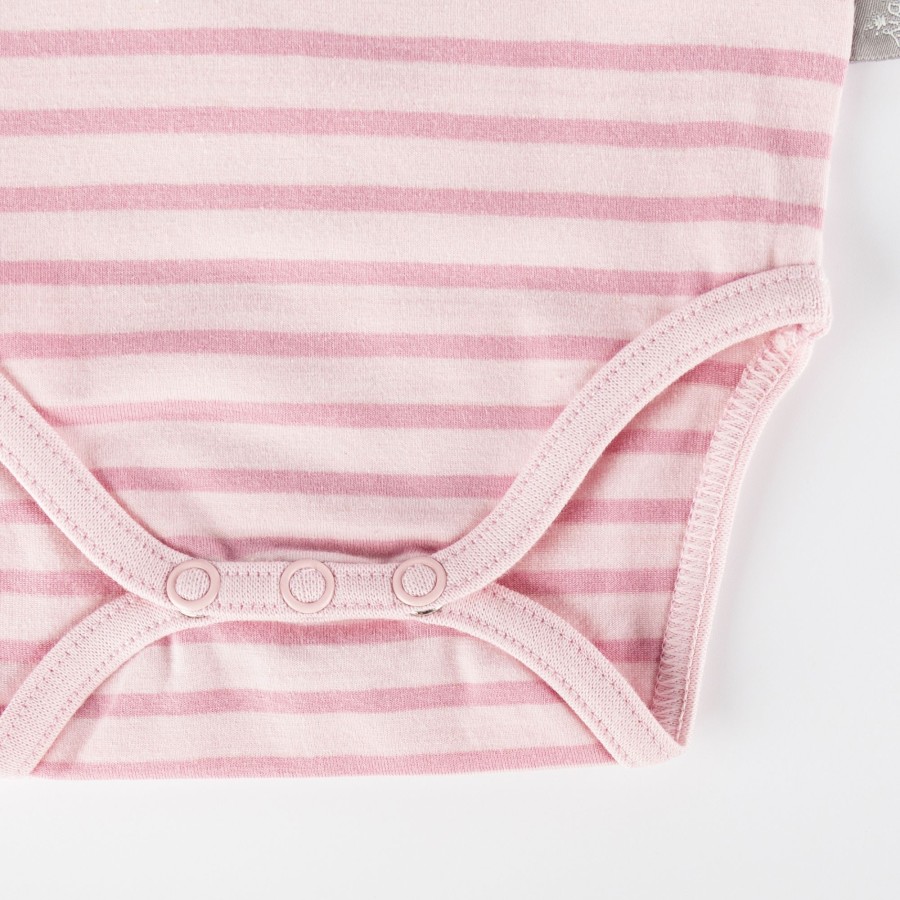 Sigikid Langarm Babybody Kronchen Bar, Rosa Geringelt