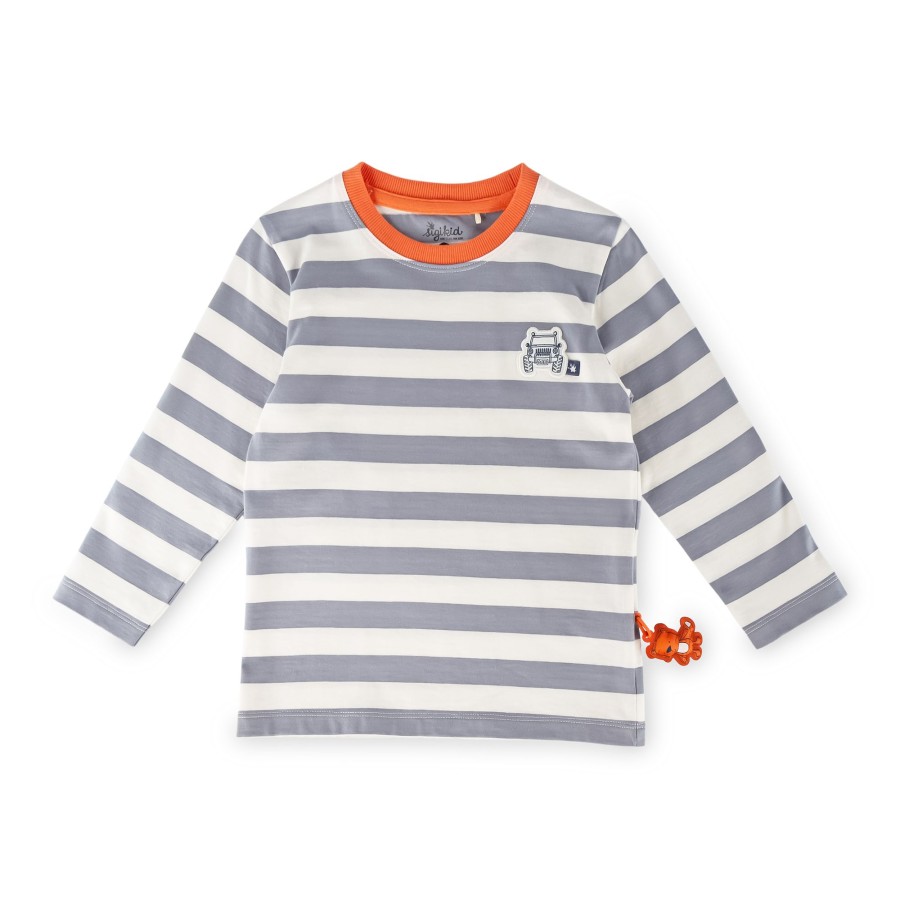 Sigikid Kinder Langarmshirt Mit Jeep Motiv, Grau-Weis
