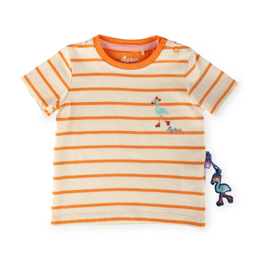 Sigikid Baby Ringel T-Shirt Flamingo, Orange-Weis