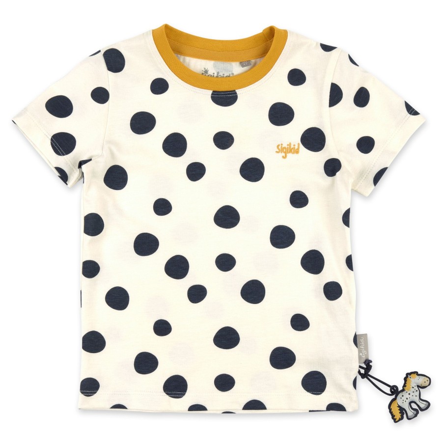 Sigikid Weises Kinder T-Shirt Mit Dunkelblauen Punkten