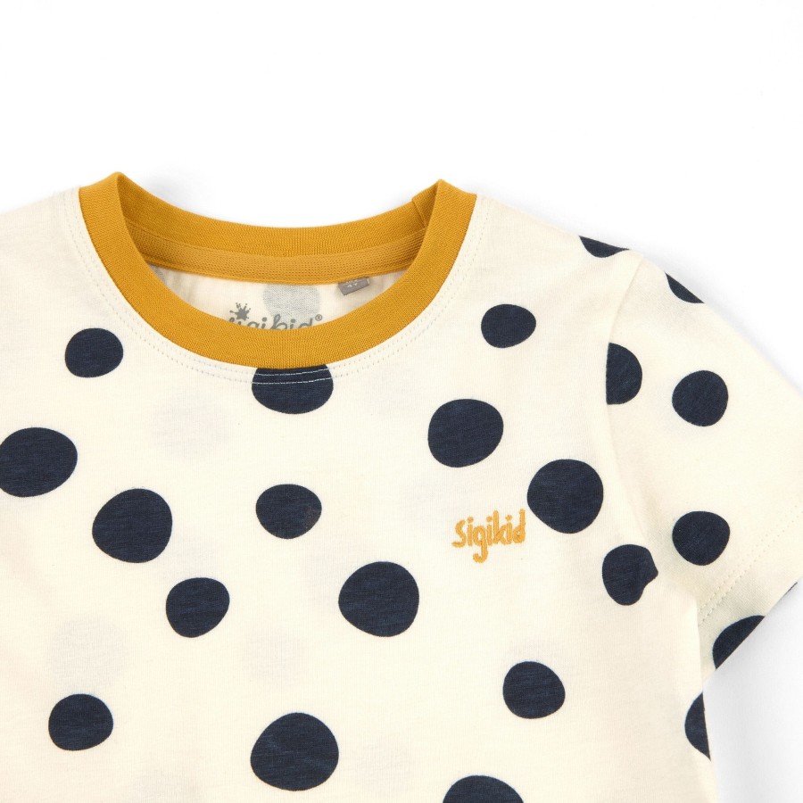 Sigikid Weises Kinder T-Shirt Mit Dunkelblauen Punkten