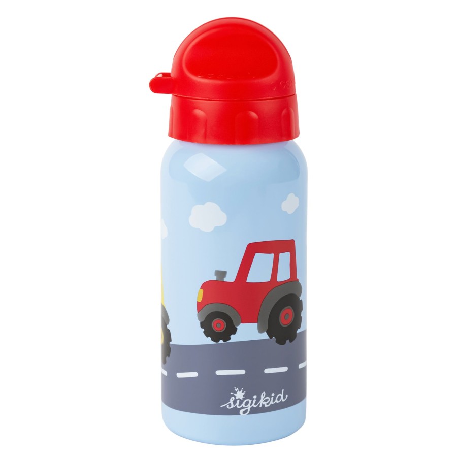 Sigikid Edelstahl Kinder Trinkflasche Traktor, 400Ml