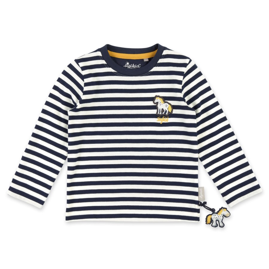 Sigikid Blau-Weis Geringeltes Kinder Langarmshirt Tupfen Pony