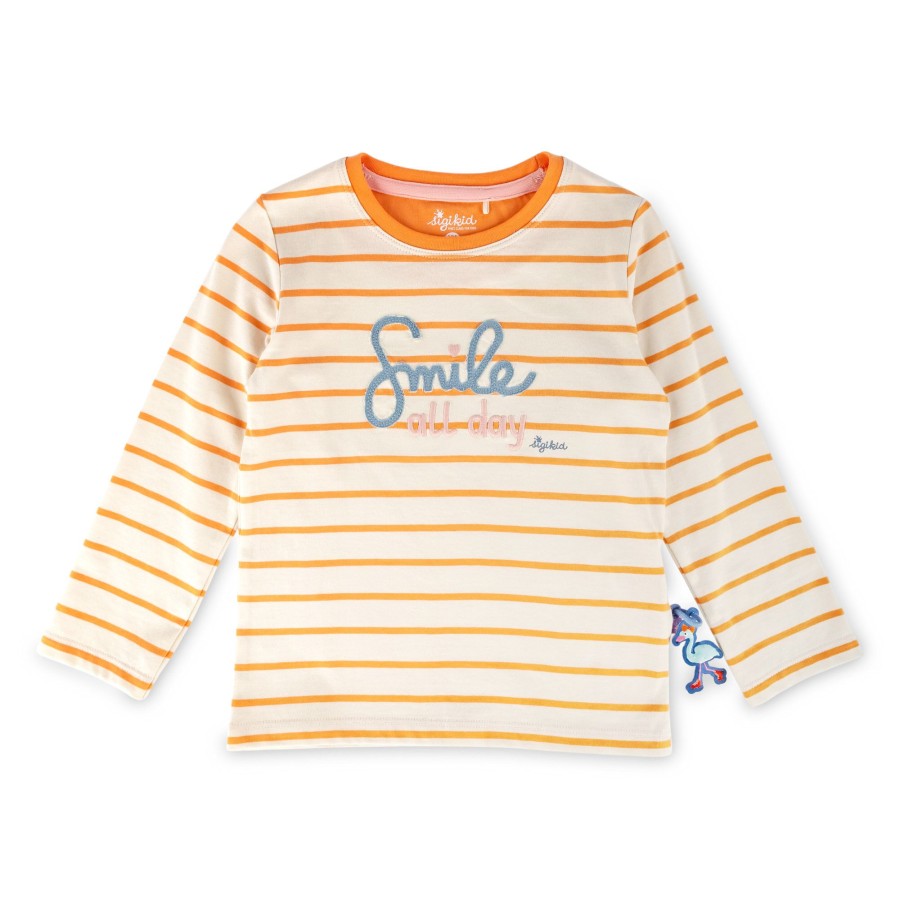 Sigikid Kinder Ringel Langarmshirt, Orange-Weis