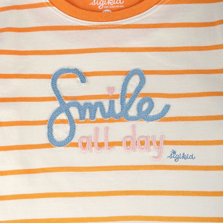 Sigikid Kinder Ringel Langarmshirt, Orange-Weis