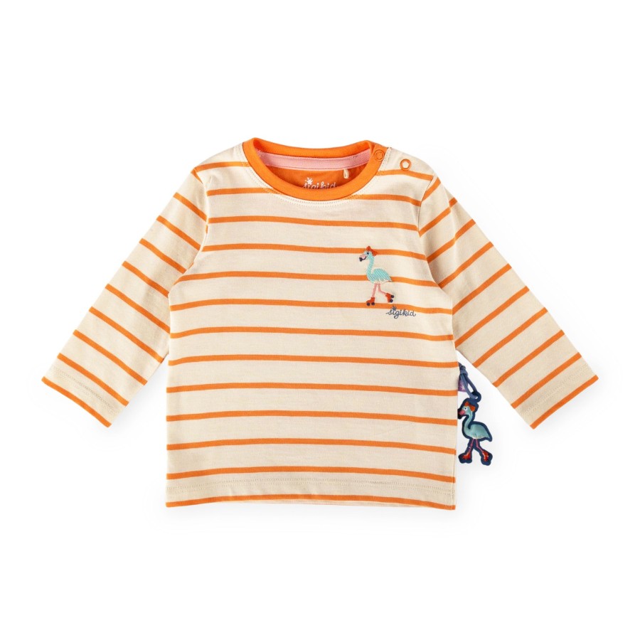 Sigikid Baby Langarm Ringelshirt, Orange-Weis