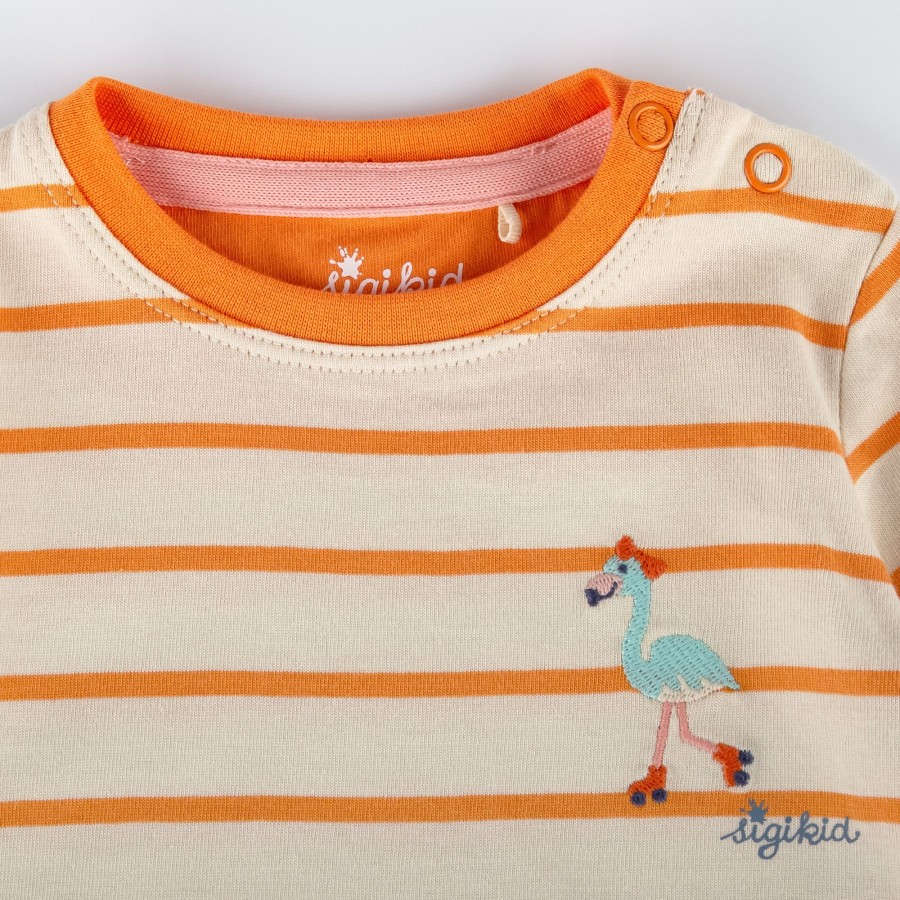 Sigikid Baby Langarm Ringelshirt, Orange-Weis