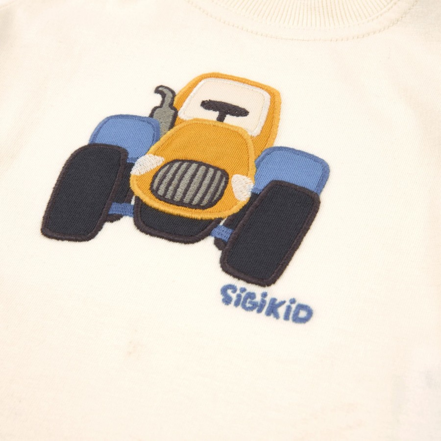 Sigikid Baby T-Shirt Traktor, Cremeweis