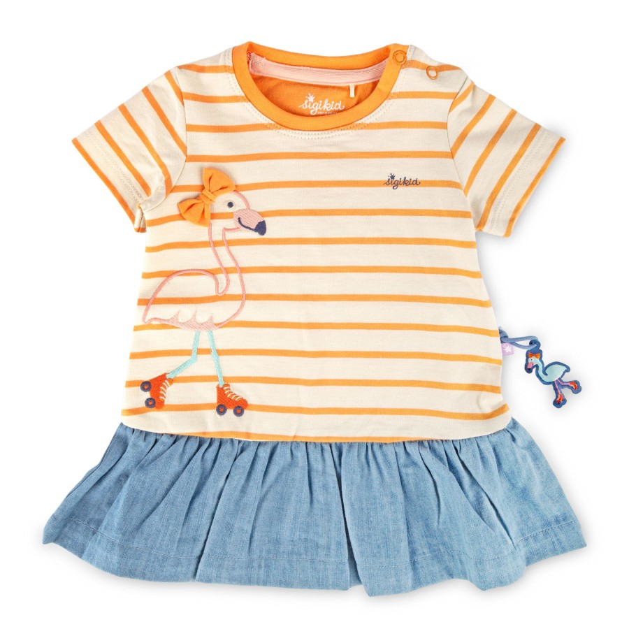 Sigikid Baby Ringelkleid Flamingo, Orange-Weis