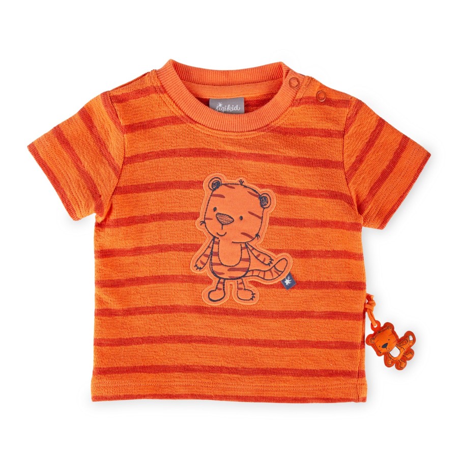 Sigikid Baby Ringel T-Shirt Mit Tiger Motiv, Orange-Rot