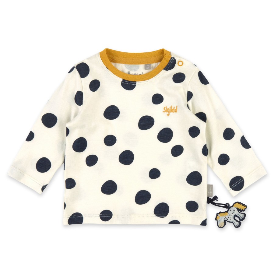Sigikid Weises Baby Langarmshirt Mit Dunkelblauen Punkten