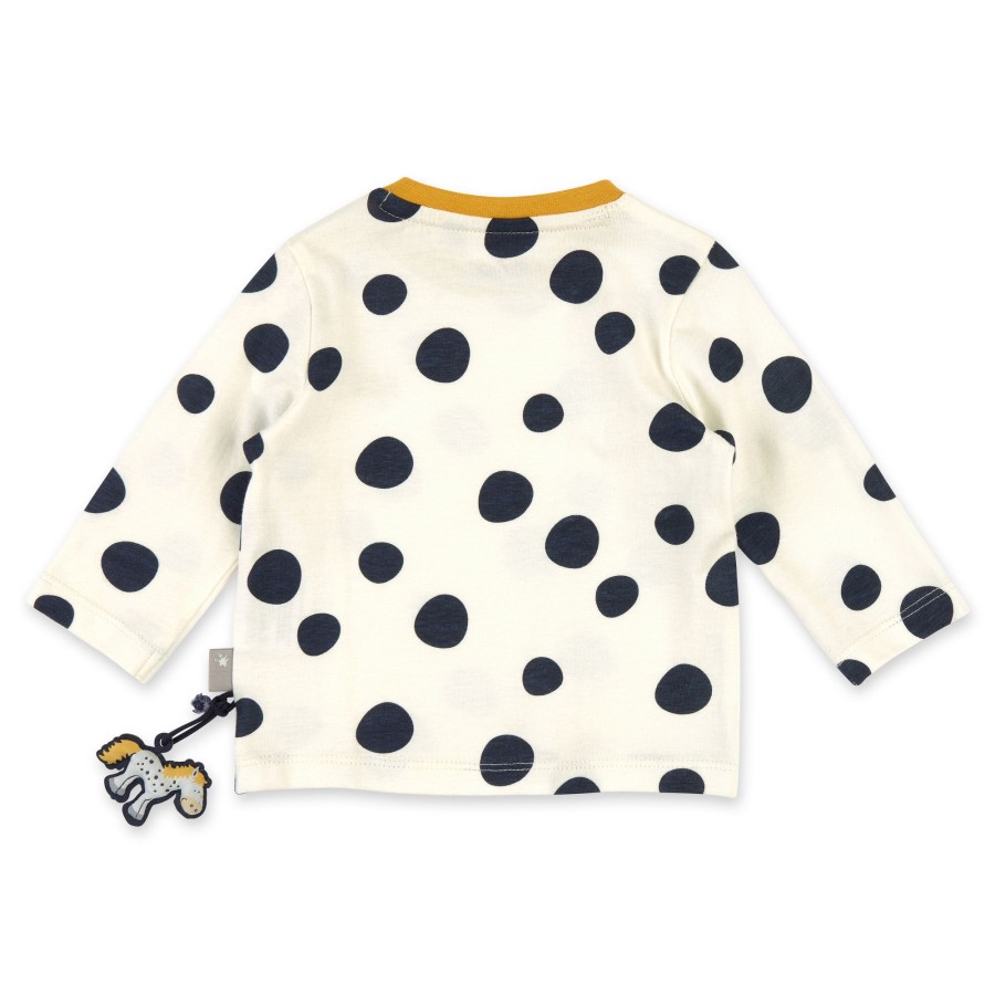 Sigikid Weises Baby Langarmshirt Mit Dunkelblauen Punkten