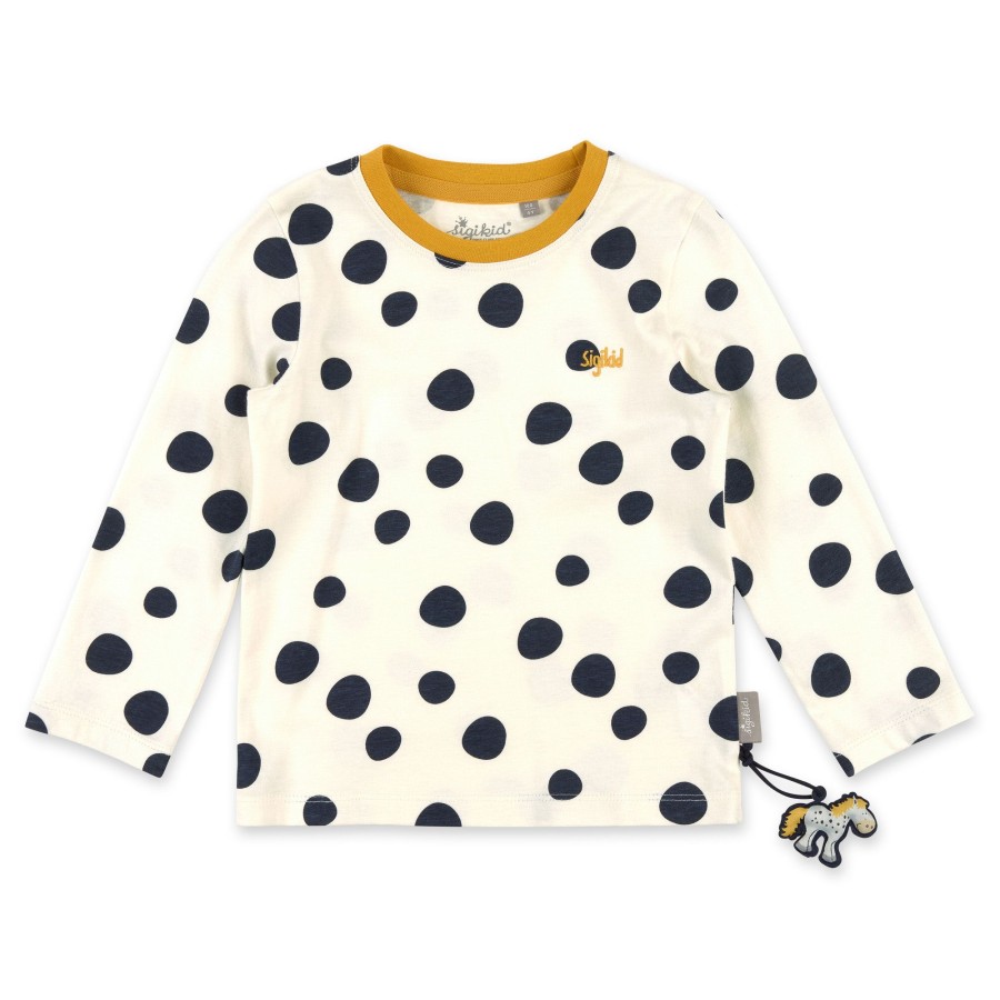 Sigikid Weises Kinder Langarmshirt Mit Dunkelblauen Punkten