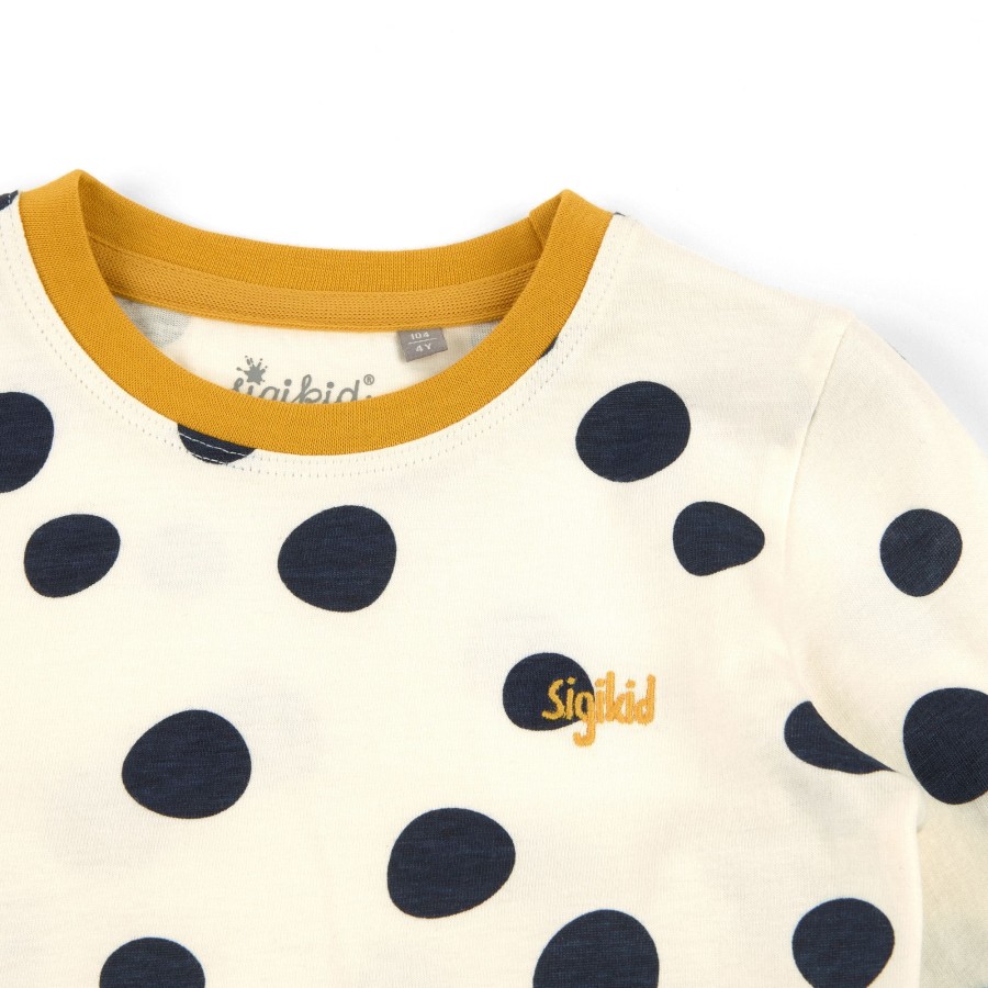 Sigikid Weises Kinder Langarmshirt Mit Dunkelblauen Punkten