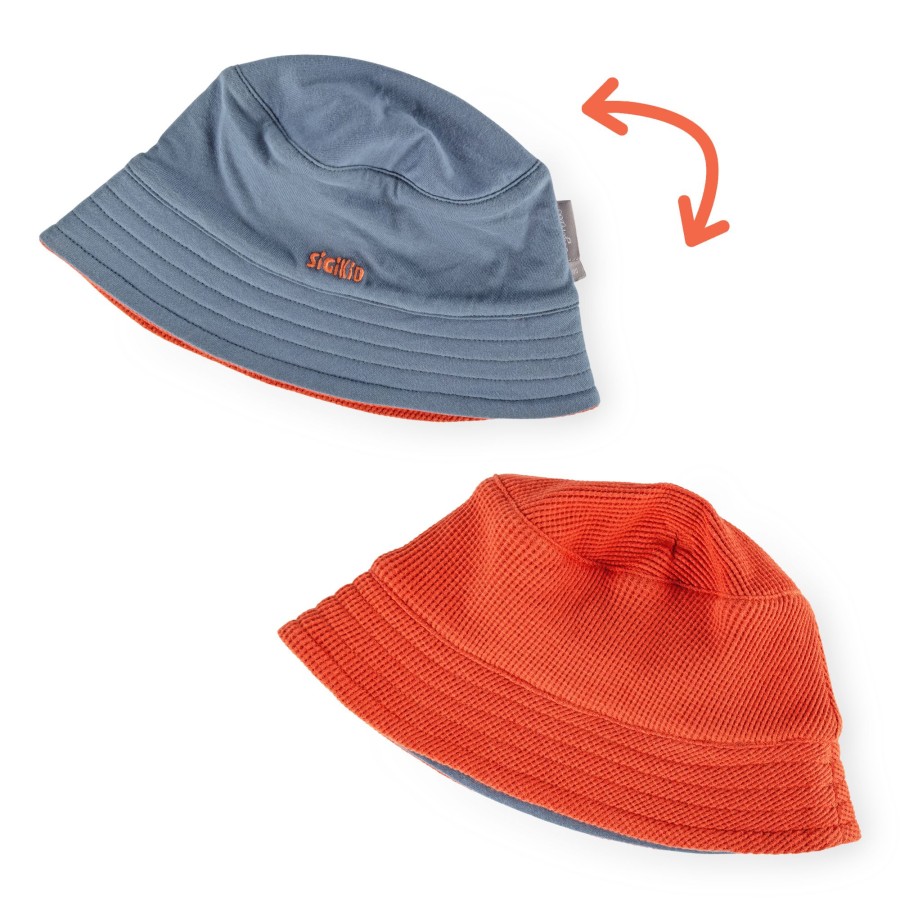 Sigikid Kinder Wende Sommerhut Mit Krempe, Orangerot-Blau