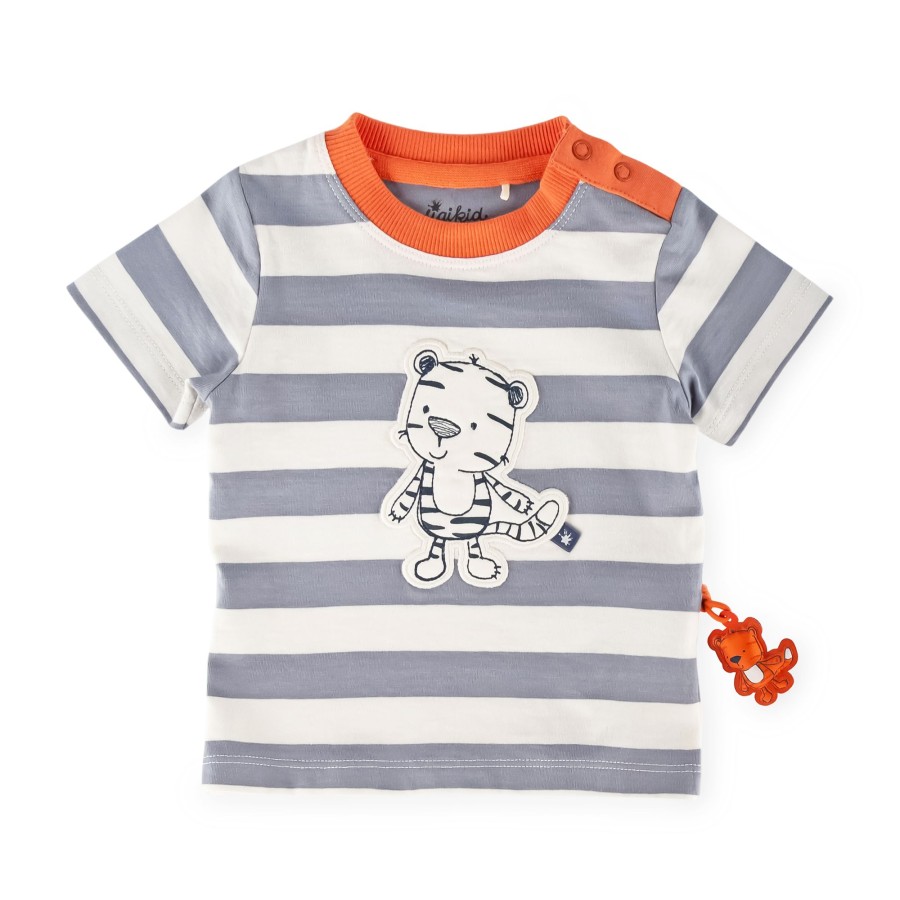 Sigikid Baby T-Shirt Mit Tiger Motiv, Weis-Grau